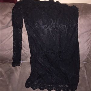Black Lace Single Sleeve Dress